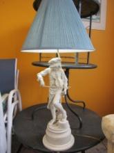 White Painted Figural Metal Violinist Lamp