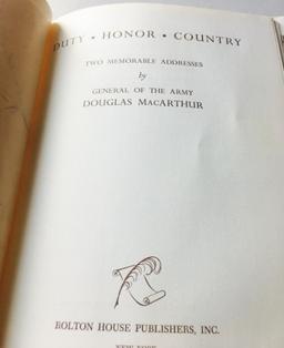 RAREST Duty, Honor, Country by Douglas MacArthur (1962) SIGNED BY GENERAL DOUGLAS MacARTHUR!