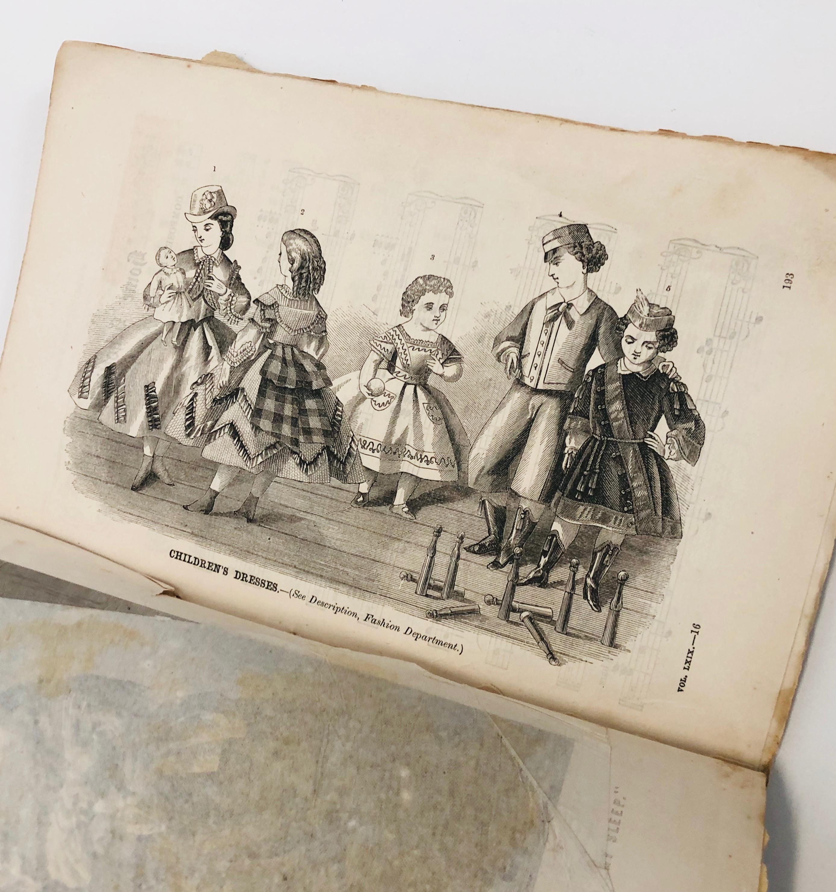 Godey's Lady's Book Magazine (1864) Civil War Era Fashion