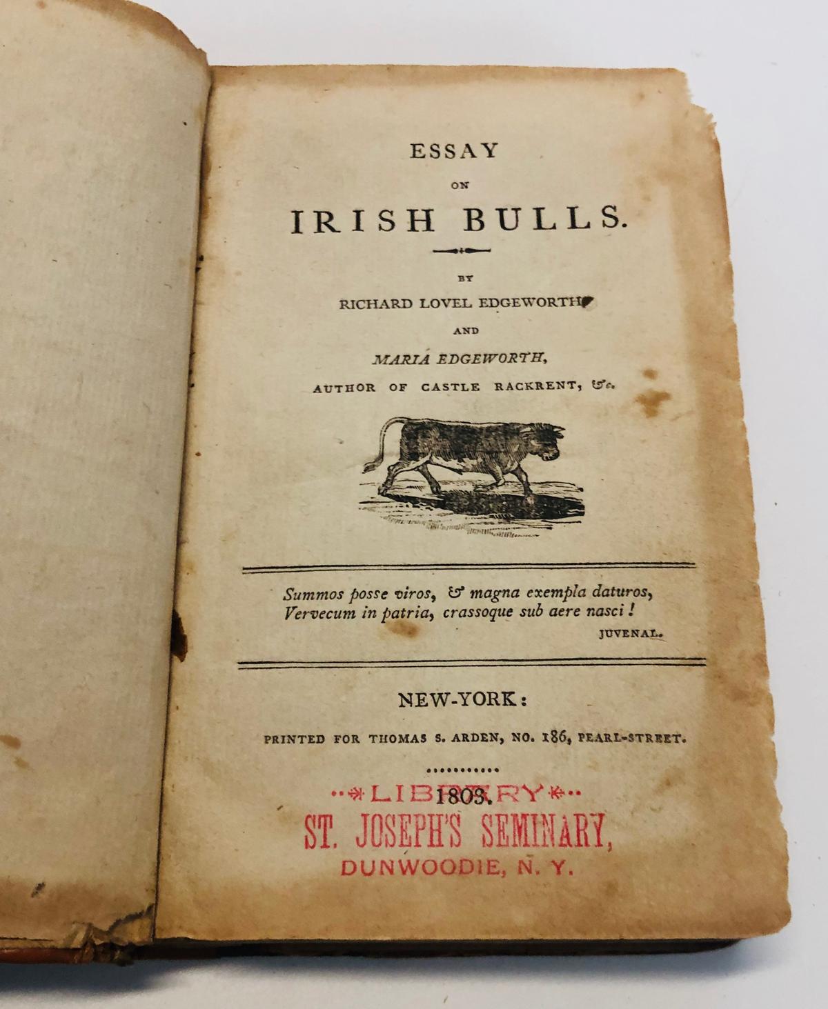 RAREST Essay on IRISH BULLS by Richard Lovell Edgeworth (1803)