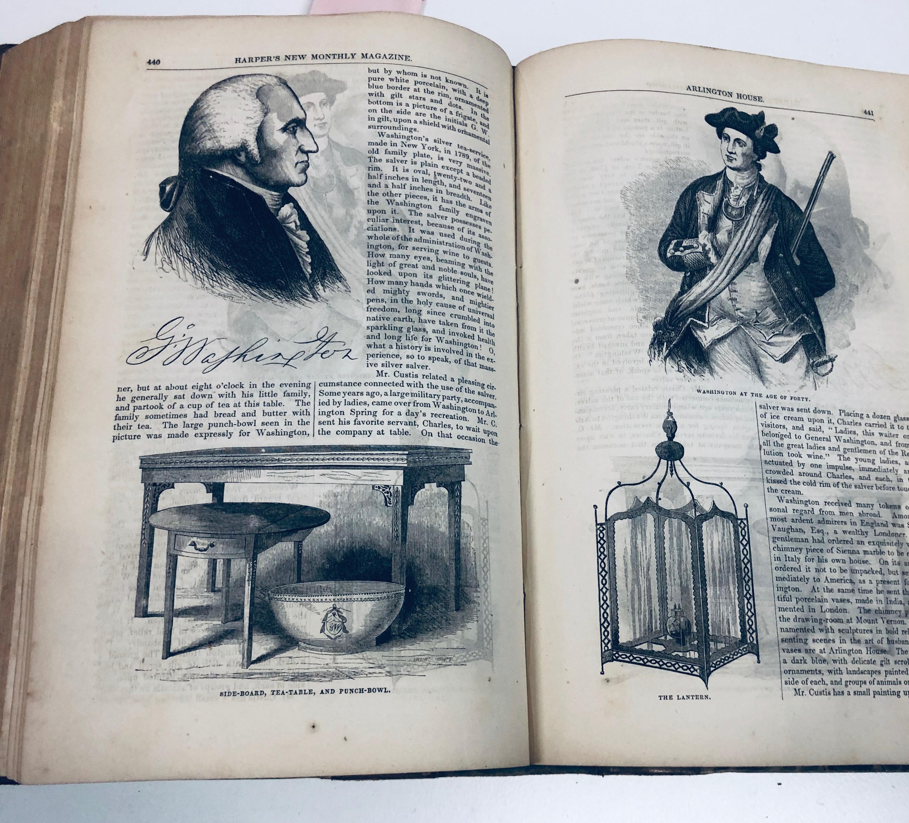 Harper's New Monthly Magazine (1853) BOUND - Washington - Dickens - Kit Carson - Niagara Falls