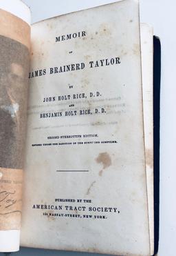 Memoir of JAMES BRAINERD TAYLOR (1833) Decorative Covers & Binding