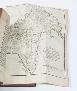 RARE French Natural History Book (1749) with EARLY NORTH AMERICA MAP