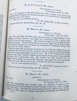 RARE Foreign Affairs Government Papers (1865) including CIVIL WAR and LINCOLN ASSASSINATION