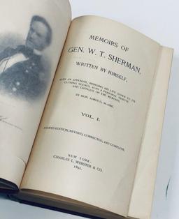 RARE Memoirs of Gen. W. T. Sherman - Two Volumes in One (1891) CIVIL WAR