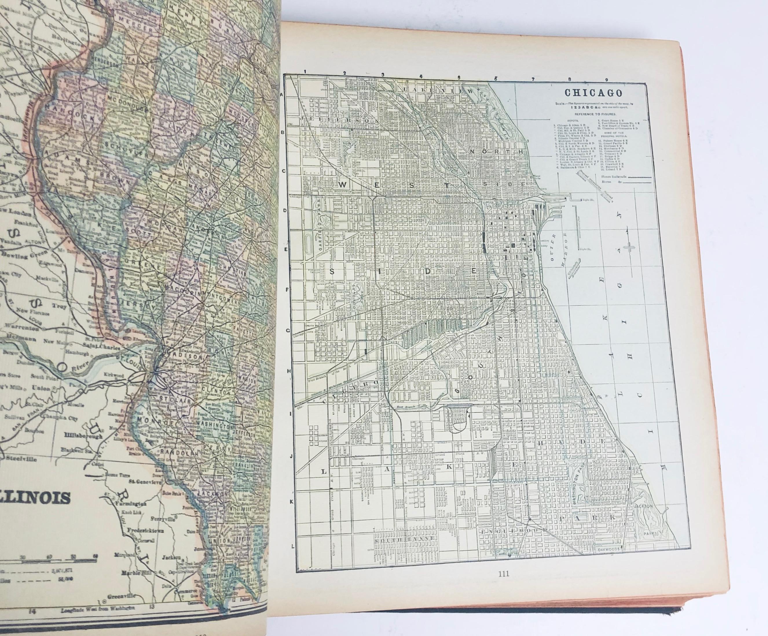 New Popular Family ATLAS of the World (1894) with MANY COLOR STATE MAPS