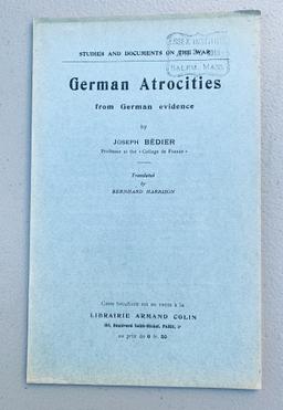 WW1 PAMPHLET Germany Atrocities from German Evidence (c.1916)