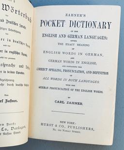 Zahner's Pocket Dictionary (c.1880) English & German Languages