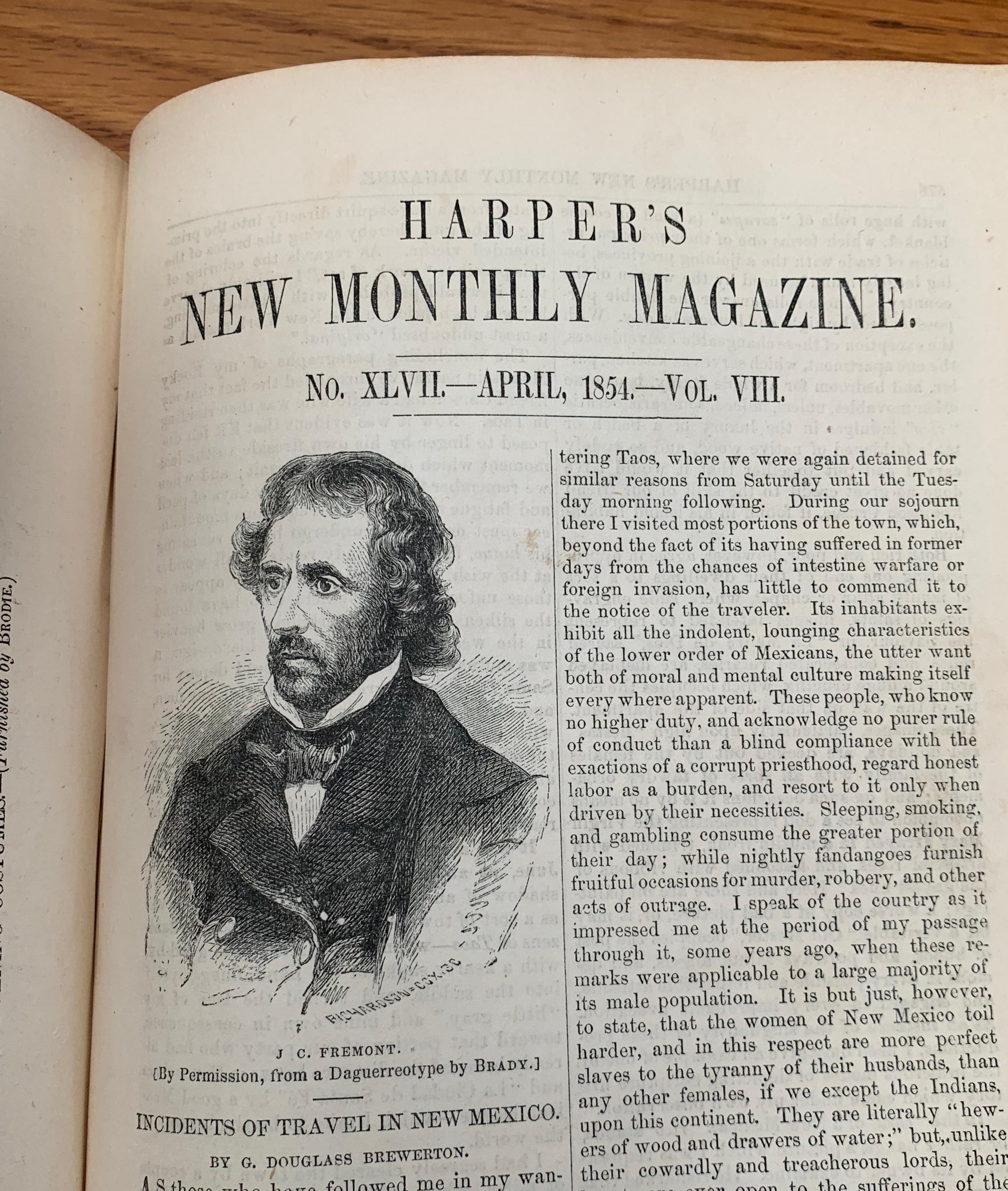 Harper's New Monthly Magazine (1853) New Mexico & Kit Carson - Napoleon - The South