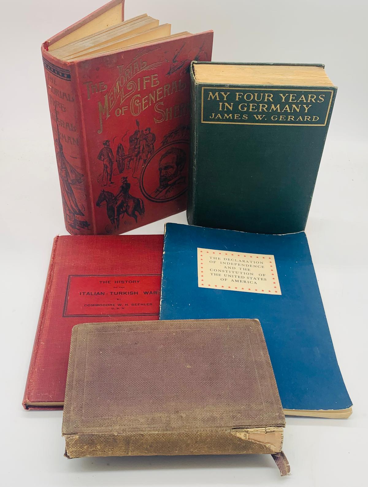 MILITARY BOOK LOT - Life of German William Tecumseh Sherman (1891) Life of Abraham Lincoln (1868)