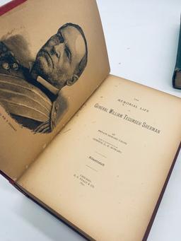 MILITARY BOOK LOT - Life of German William Tecumseh Sherman (1891) Life of Abraham Lincoln (1868)