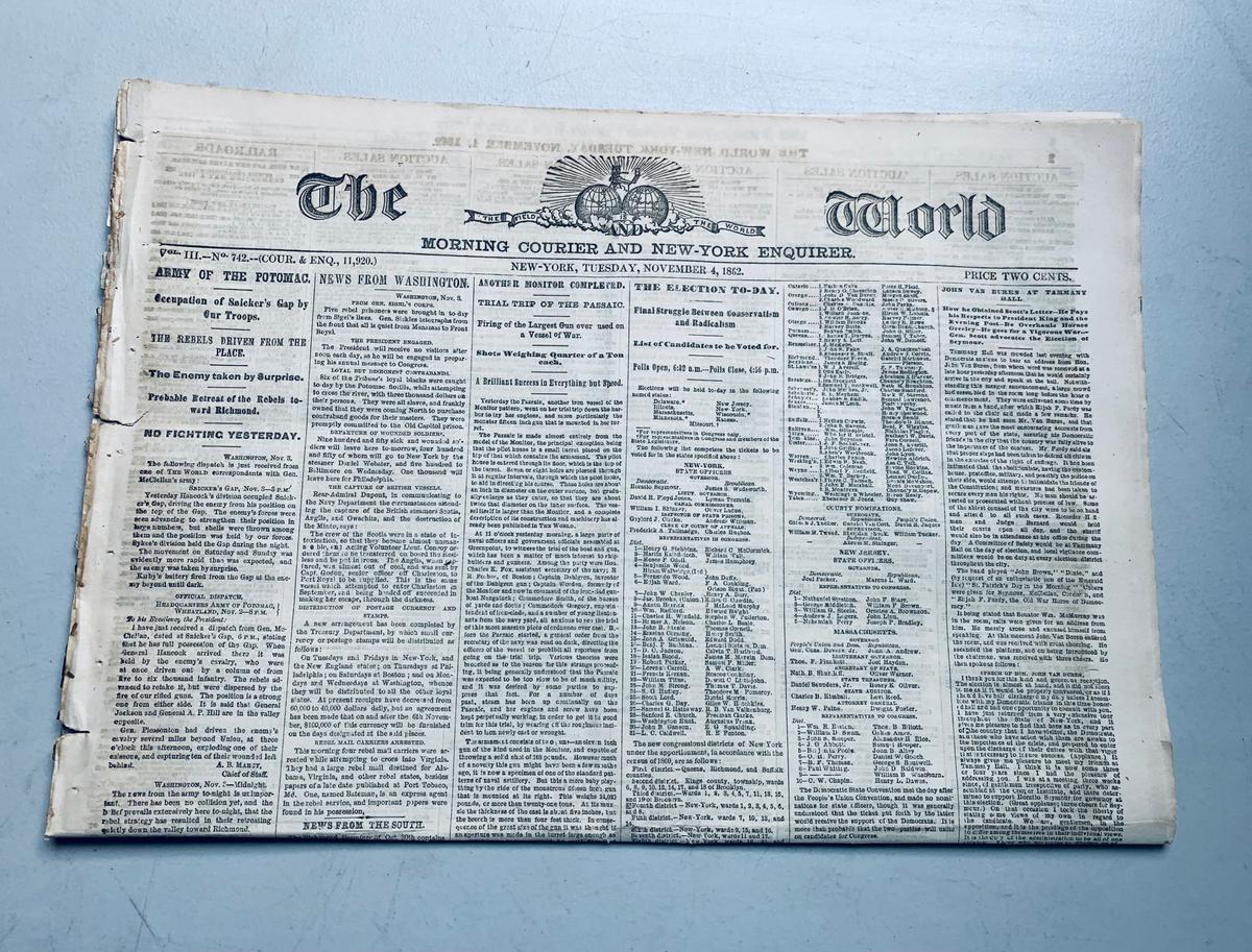 CIVIL WAR NEWSPAPER New York NY (1862) Army of the Portmac - Jefferson Davis