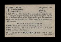 1952 Bowman Large Football Card  #78 Hall of Famer Bobby Layne Detroit Lion