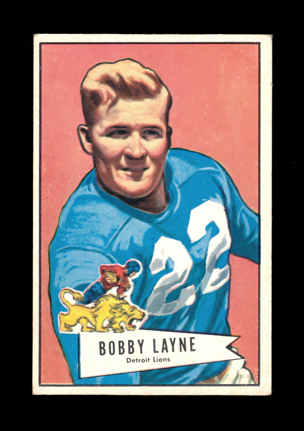 1952 Bowman Large Football Card  #78 Hall of Famer Bobby Layne Detroit Lion