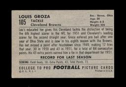 1952 Bowman Large Football Card #105 Hall of Famer Lou Groza Cleveland Brow