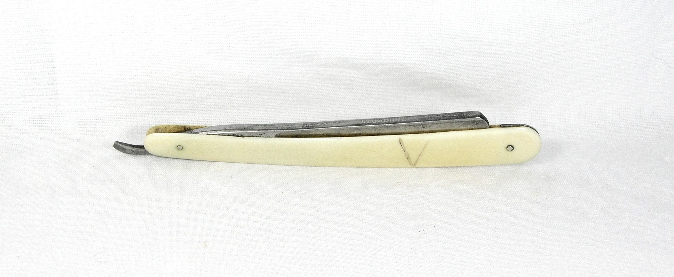 Geo. Butler & Co.  Sheffield, Eng.  Round point blade straight razor with S