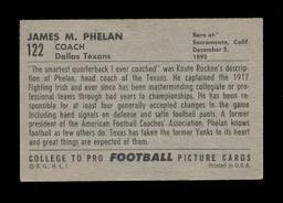 1952 Bowman Large Football Card #122. James Phelan Dallas Texans. EX/MT - N