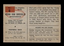 1954 Bowman Football Card #8 Hall of Famer Norm Van Brocklin Los Angeles Ra