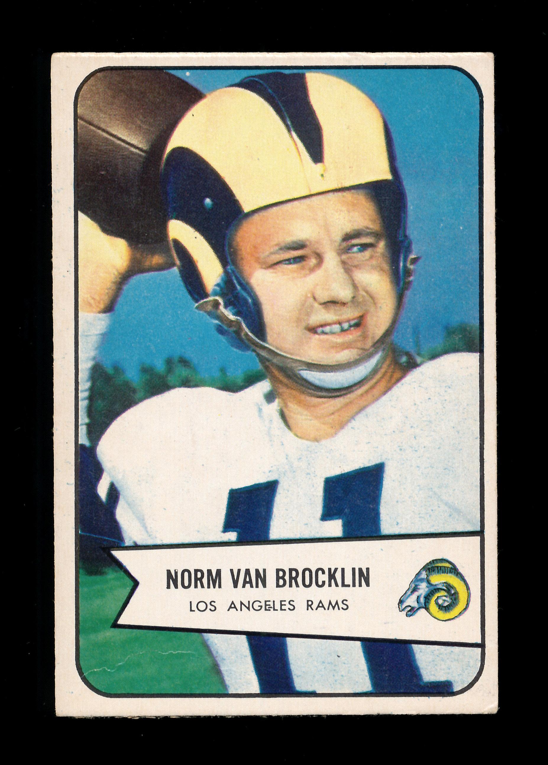 1954 Bowman Football Card #8 Hall of Famer Norm Van Brocklin Los Angeles Ra