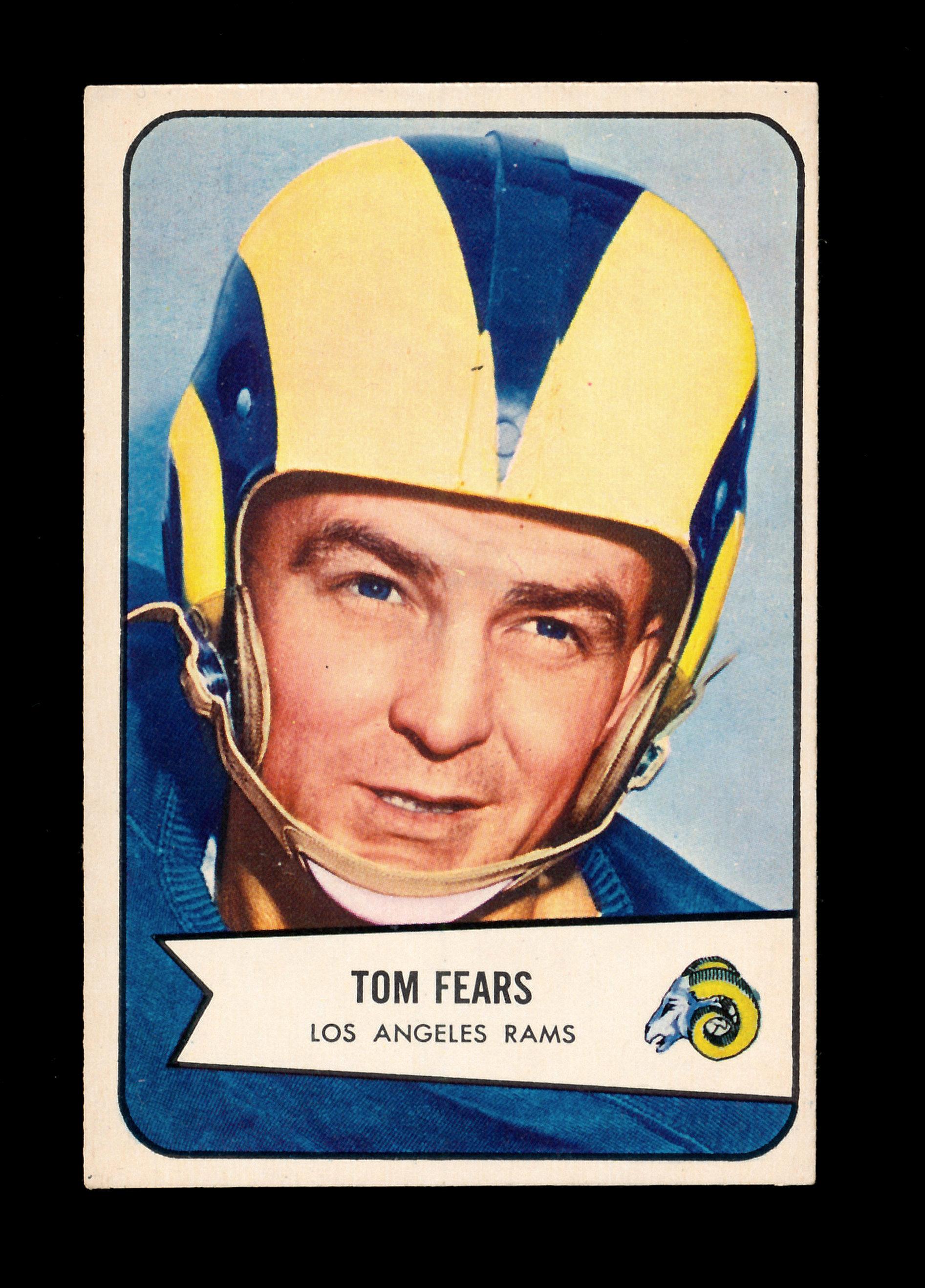 1954 Bowman Football Card #20 Hall of Famer Tom Fears Los Angeles Rams.  EX