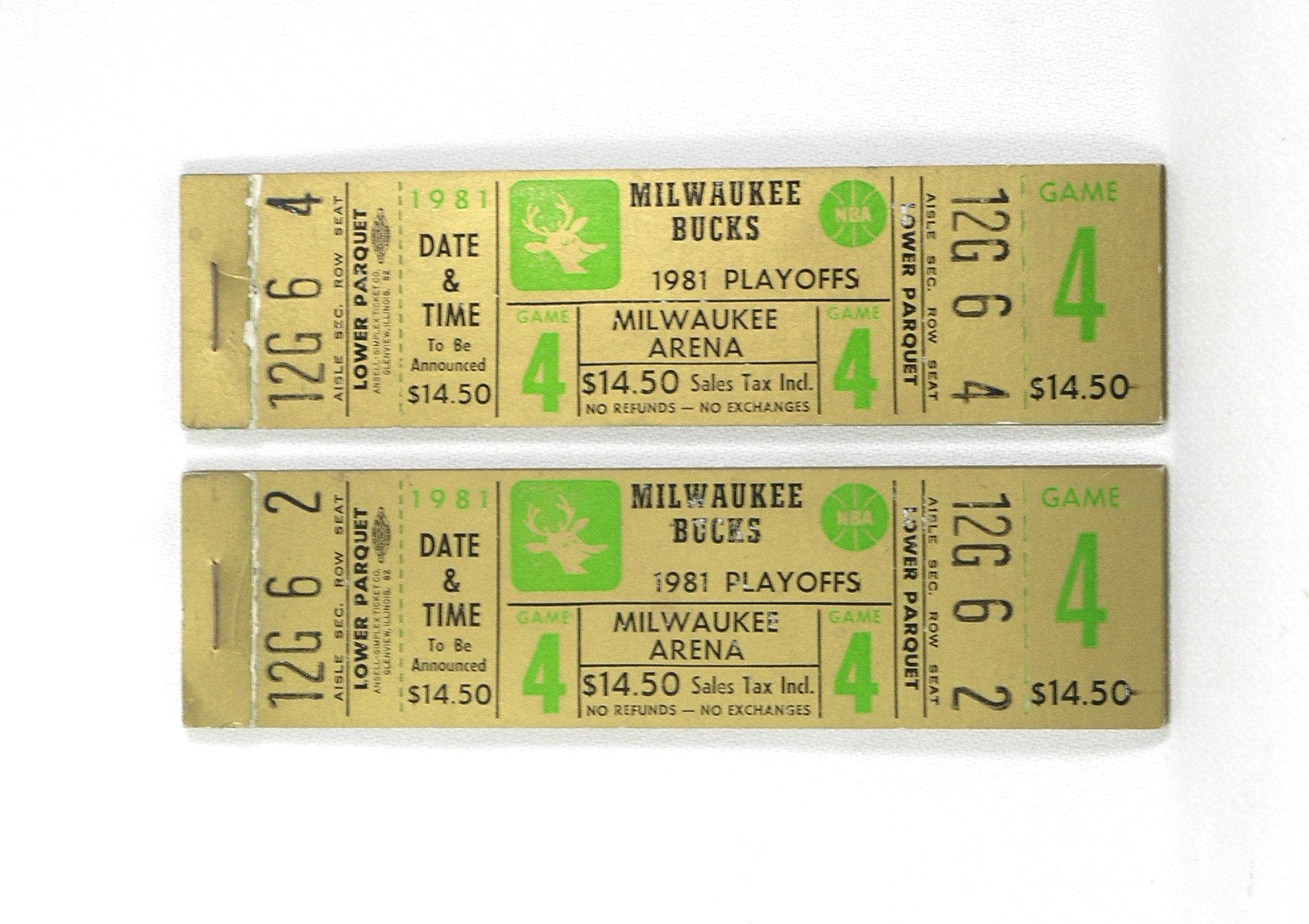 (2) 1981 Milwaukee Bucks Playoff Ticket Books. At The Milwaukee Arena.  Onl