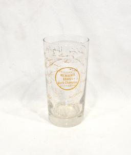 1957 Milwaukee Braves World Champion Drinking Glass. Facsimile Autographs