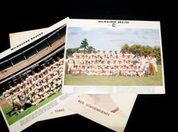 (5) 1950s-60s Milwaukee Braves Team Photos and (2) Milwaukee Braves Red Sch