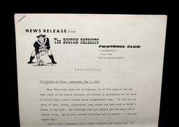 1969 News Release From the Boston Patriots. A Prospectus on the New York Je