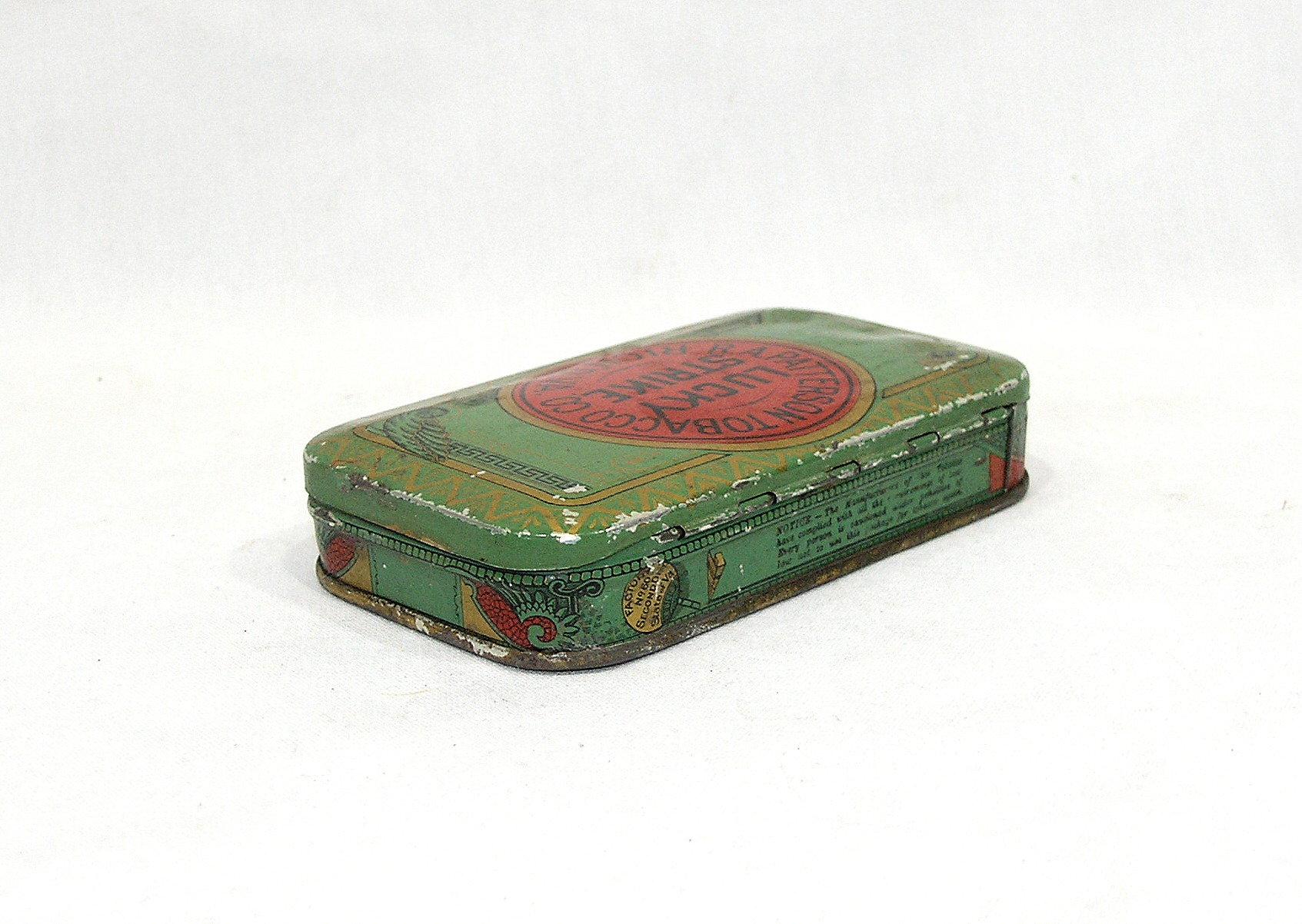 Vintage "Lucky Strike" Cut Plug Tobacco Tin. R.A. Patterson Tobacco Co. of