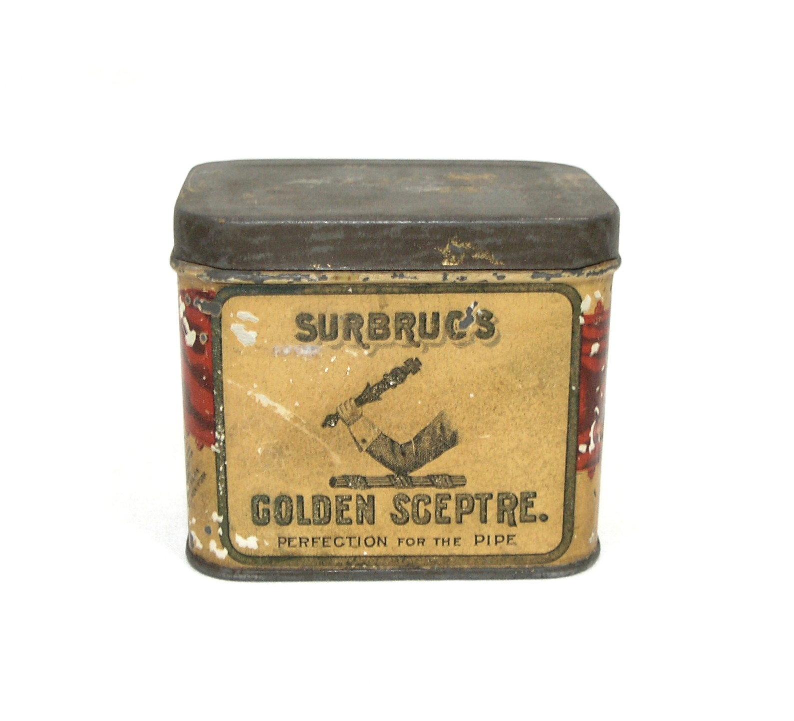 Vintage Surbrug's "Golden Sceptre." Pipe Tobacco Tin. Est. 1861.  3-1/2" x