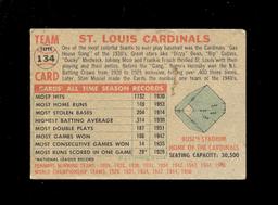 1956 Topps Baseball Card #134 St Louis Cardinals Team. VG-EX to EX Conditio