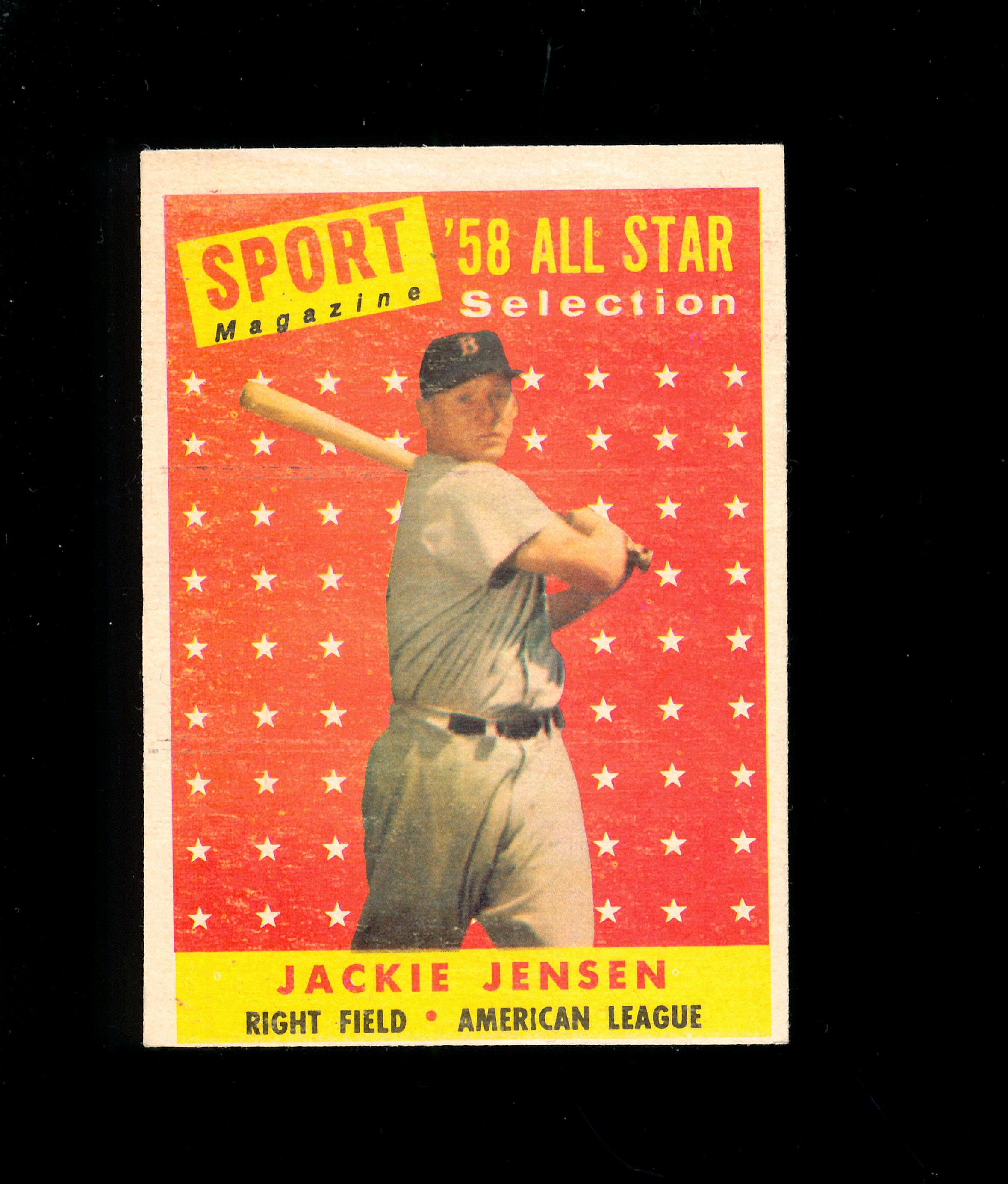 1958 Topps All Star Baseball Card #489 Jackie Jensen Boston Red Sox. EX-MT