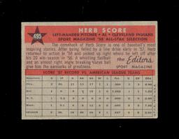 1958 Topps All Star Baseball Card #495 Herb Score Cleveland Indians. EX-MT