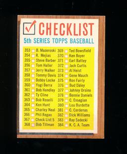 1962 Topps Baseball Card #367 ChechList EX-MT to NM Condition.