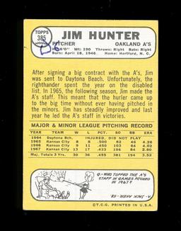 1968 Topps Baseball Card #385 Hall of Famer Jim Hunter Oakland As. EX to EX