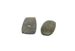 (2) Vintage American Indian Stone Gorgets.  Atlatl Weight?   3" x 1" and  4