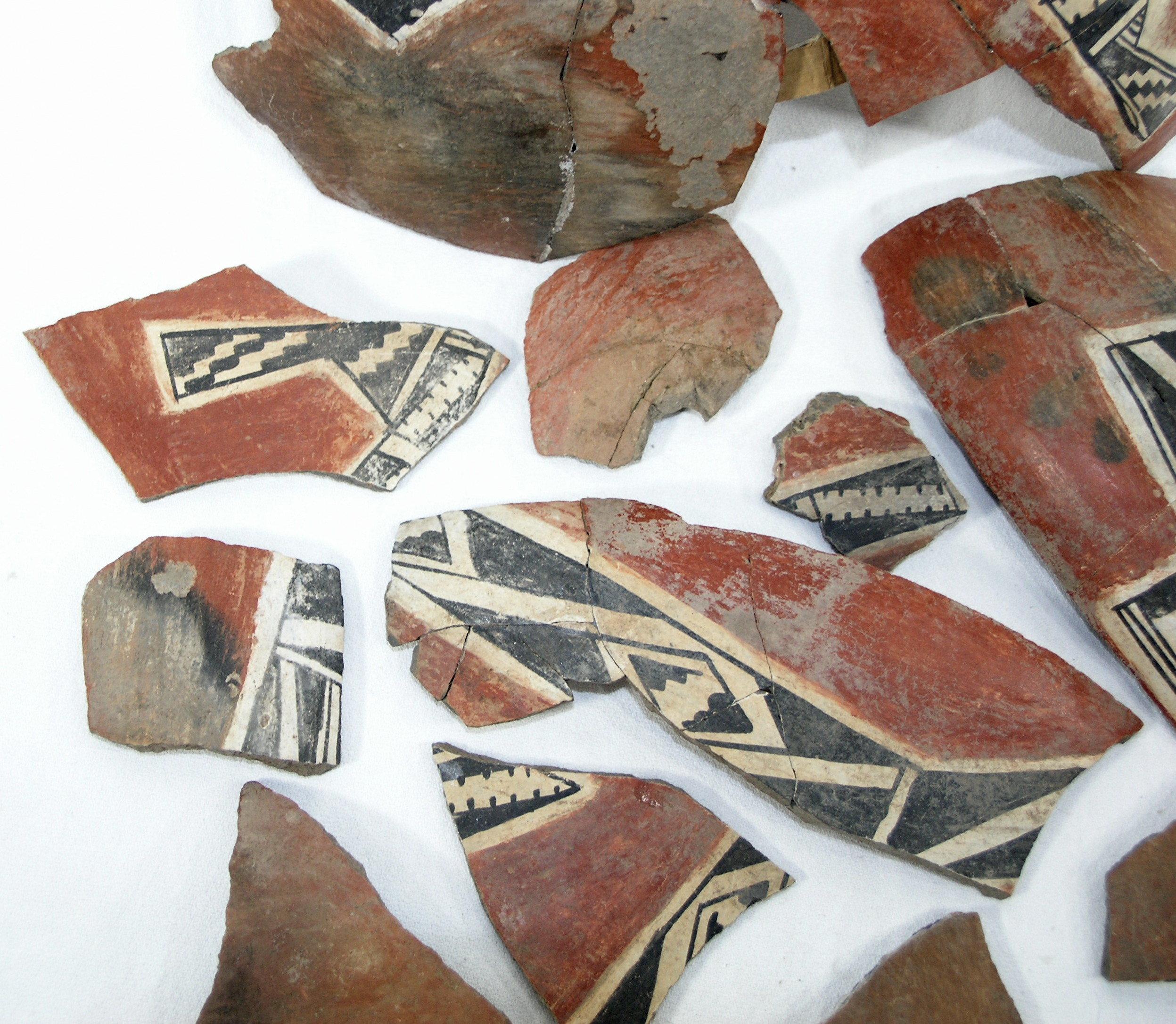 Native American excavated Pottery Bowl Pieces. Origin Unknown Larger Pieces