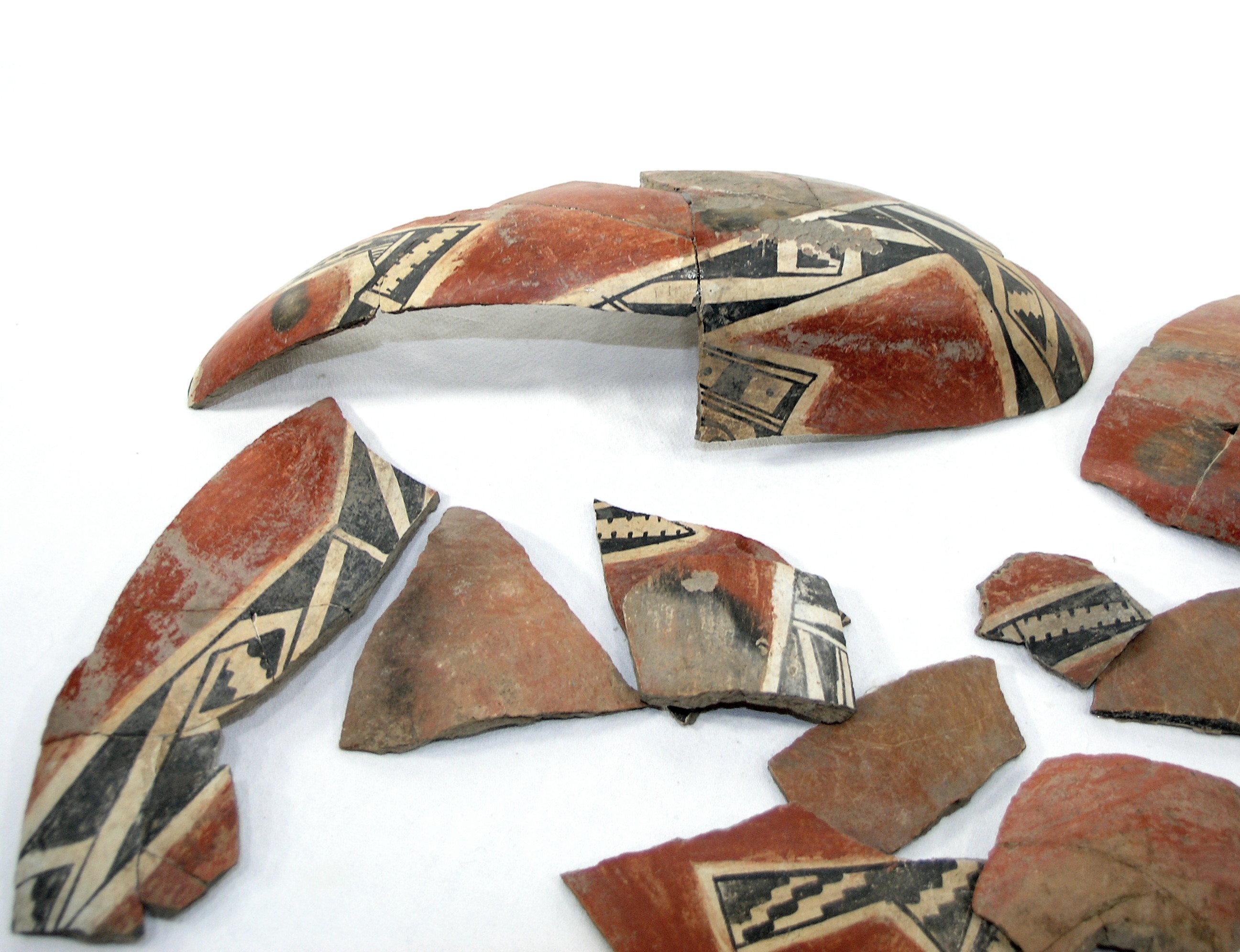 Native American excavated Pottery Bowl Pieces. Origin Unknown Larger Pieces