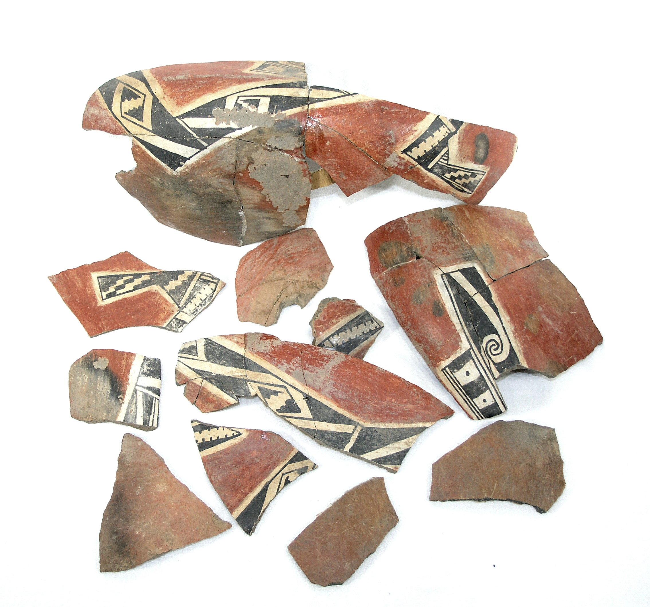 Native American excavated Pottery Bowl Pieces. Origin Unknown Larger Pieces