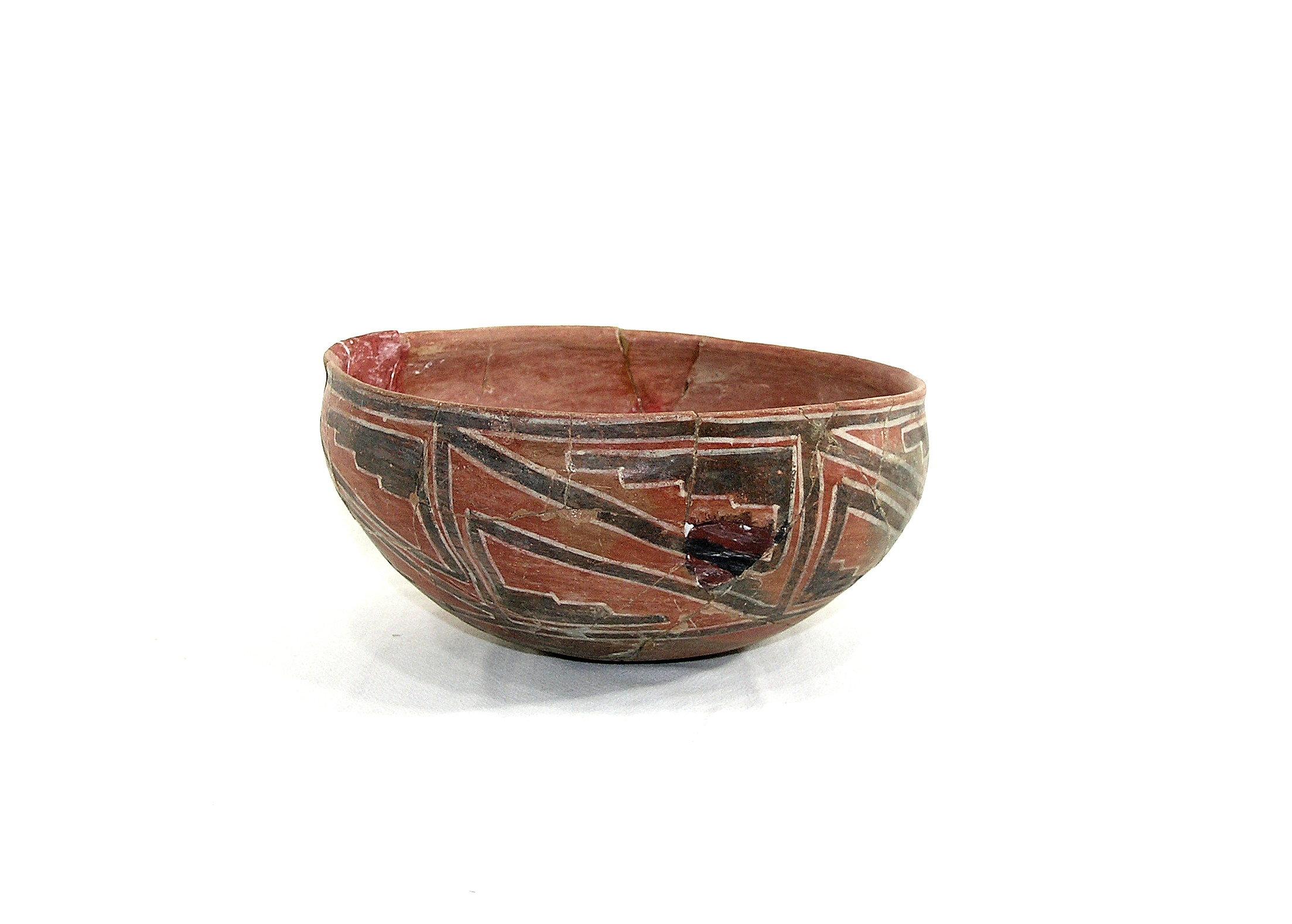 Native American excavated Pottery Bowl. Origin Unknown. Nicely put back tog