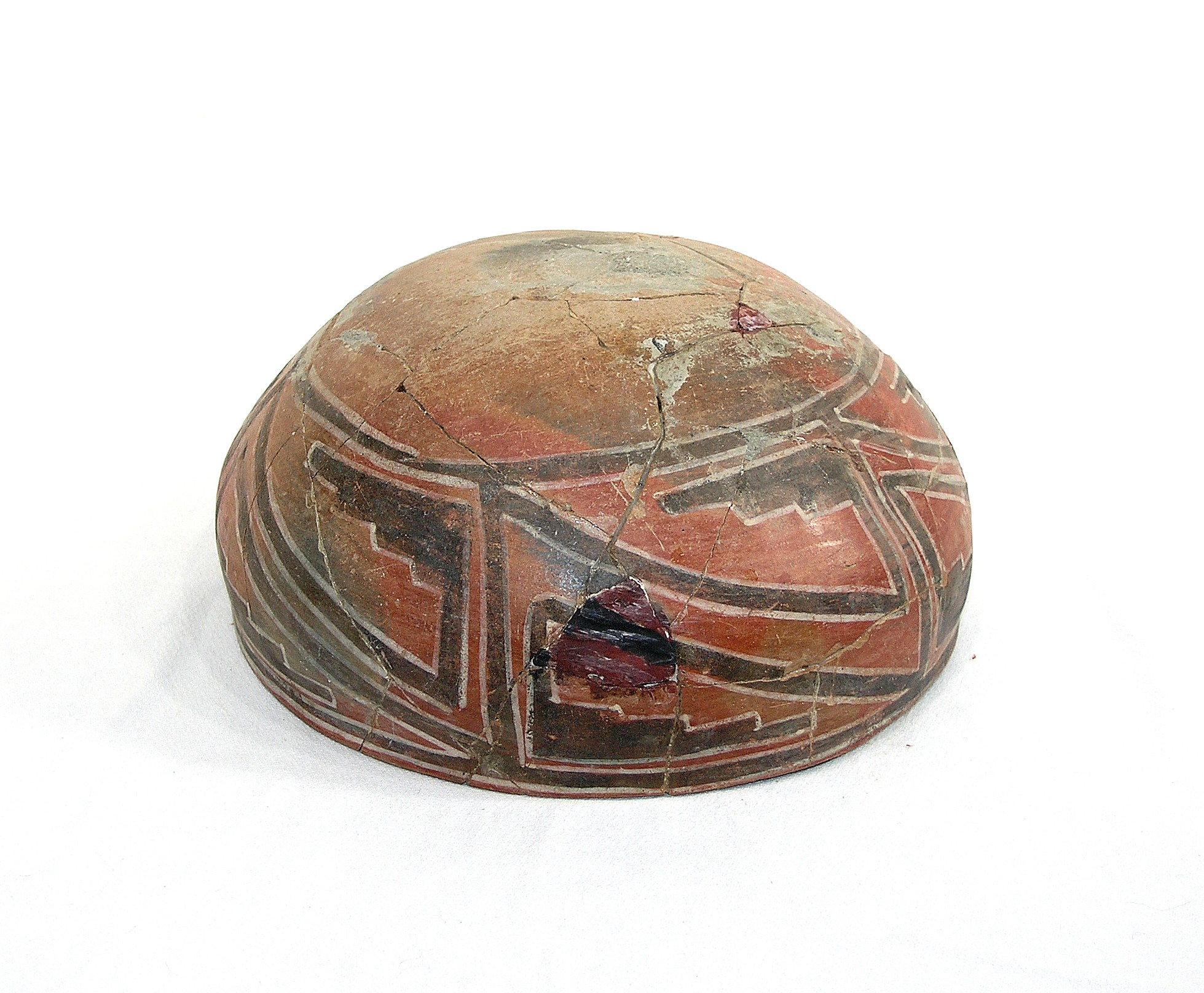 Native American excavated Pottery Bowl. Origin Unknown. Nicely put back tog