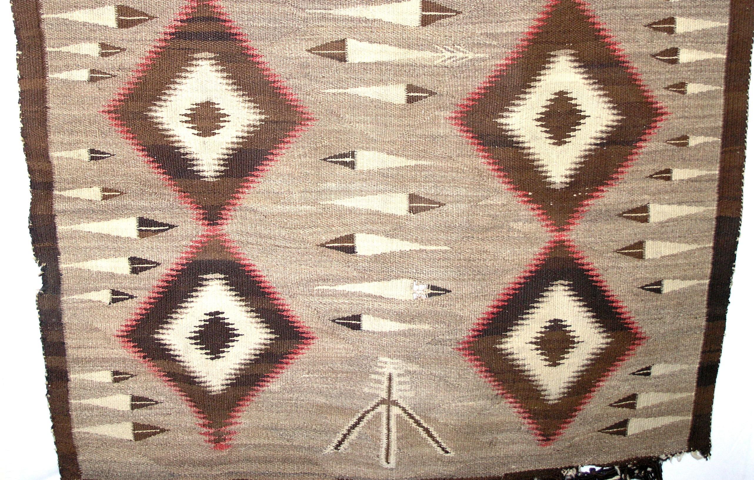 Vintage Original Southwest (Navajo?) Native American Rug/Blanket/Weaving. V