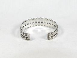 Vintage Native American Sterling Silver Wristband Bracelet with 24 Small Tu