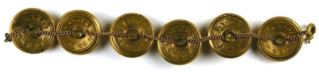 Civil War Army Navy Co Op Co. Brass Shell Naval Buttons (6) Bracelet.  SIZE