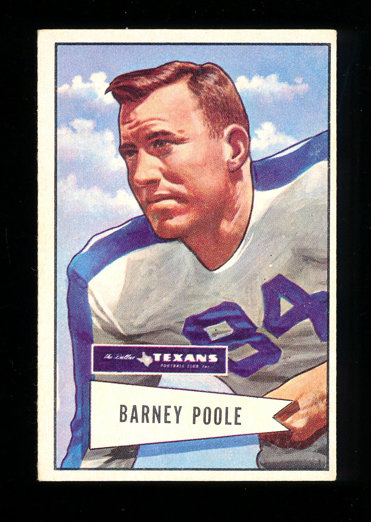 1952 Bowman Large Football Card #11 Barney Poole Dallas Texans. EX to EX-MT