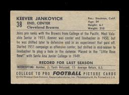 1952 Bowman Large Football Card #38 Keever Jankovich Cleveland Browns. EX t
