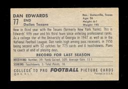 1952 Bowman Large Football Card #77 Dan Edwards Dallas Texans. EX to EX-MT+