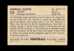 1952 Bowman Large Football Card #134 Charles Ulrich Chicago Cardinals. EX t