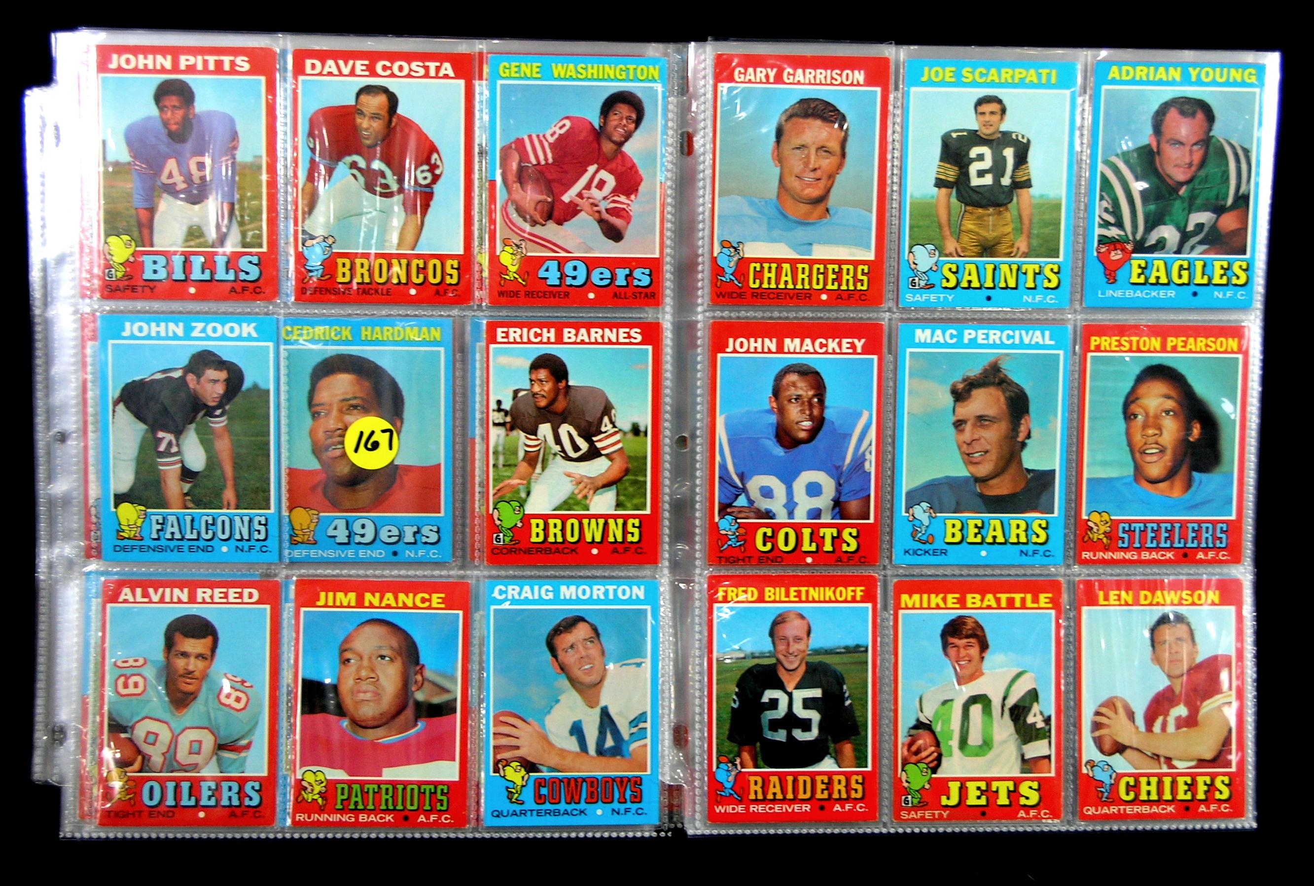 1971 Topps Partial Football Card Set. Only Missing (38) of the 263 Cards To
