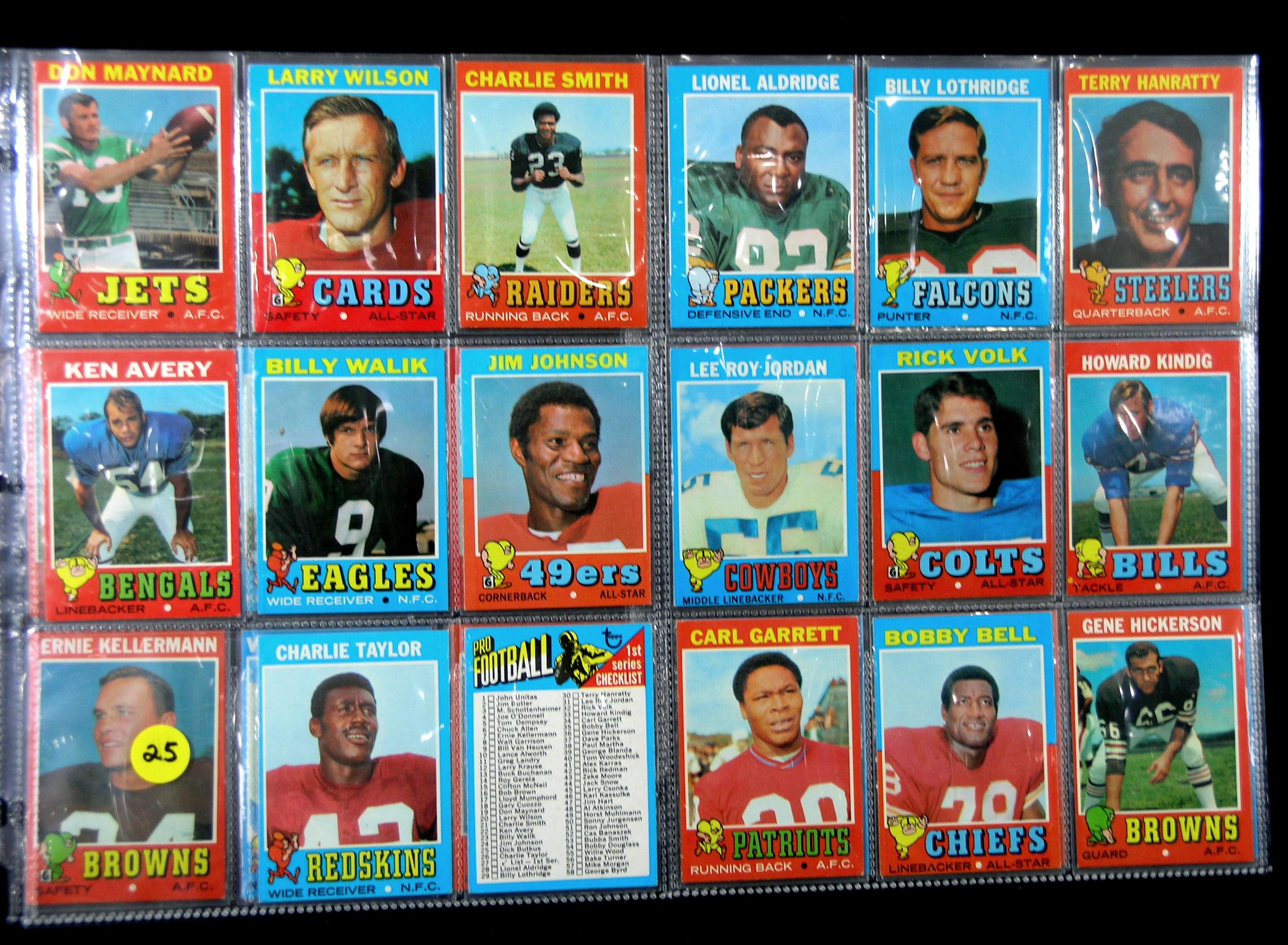 1971 Topps Partial Football Card Set. Only Missing (38) of the 263 Cards To